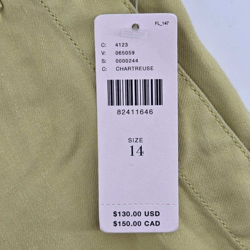 Maeve Anthropologie Wide Leg Pants 14 Chartreuse Linen Blend‎ High Rise Boho - Picture 5 of 11